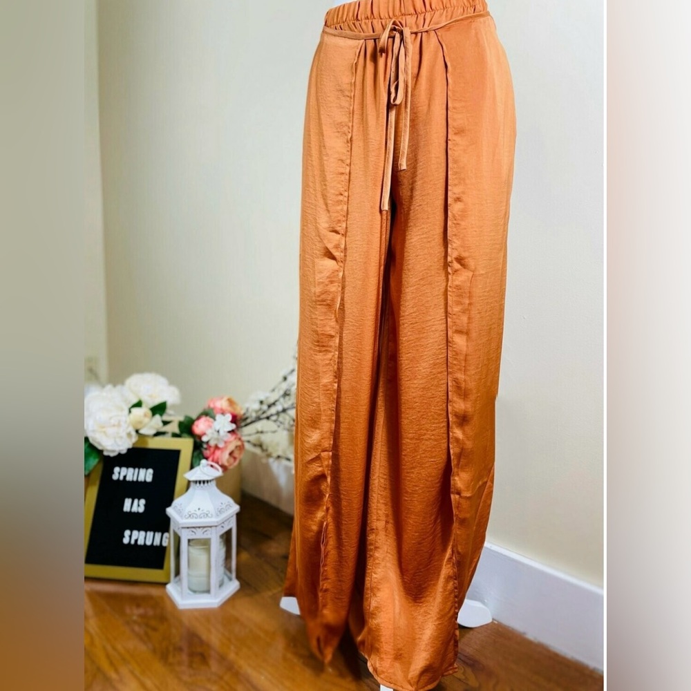 Flowy Orange Wide-Leg Pants
